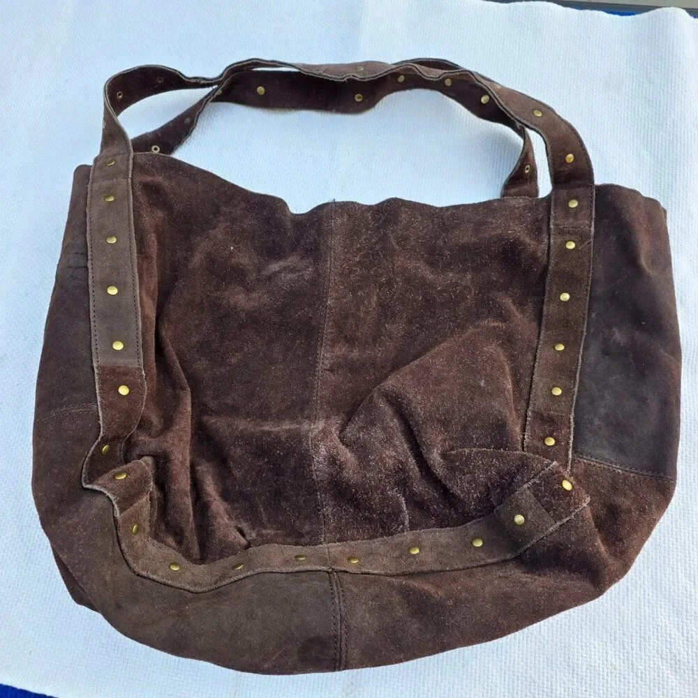 Sleve madden slouchy tote shoulder bag brown suede